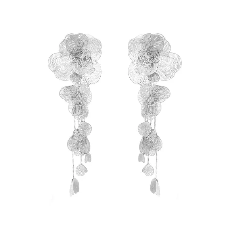 Fashion White Metal Petal Earrings