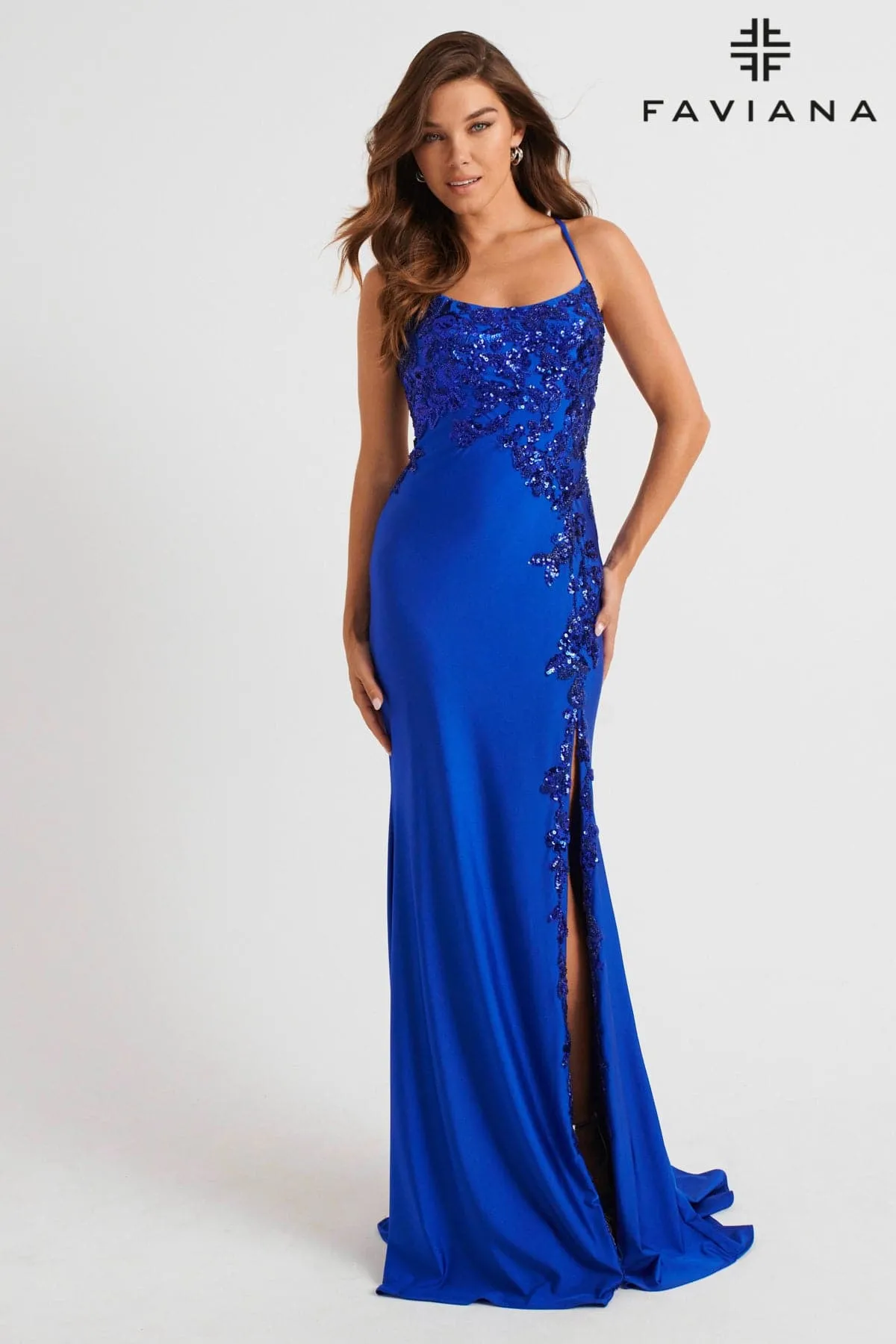 Faviana 11017 Long Formal Sequin Lace Prom Dress