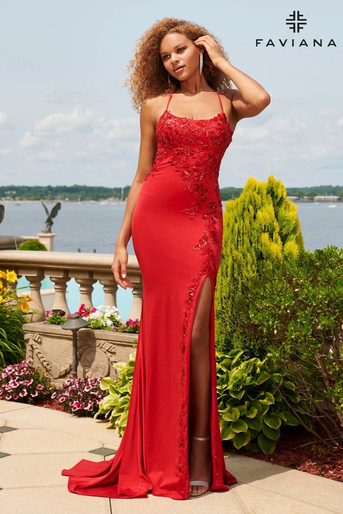 Faviana 11017 Long Formal Sequin Lace Prom Dress