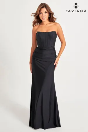 Faviana 11041 Long Fitted Formal Evening Corset Prom Dress