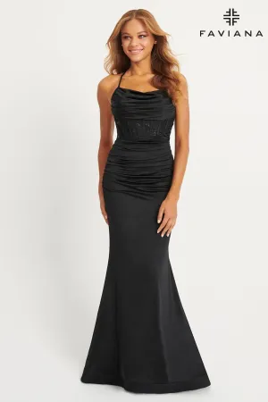 Faviana 11043 Lace Corset Long Formal Fitted Prom Dress