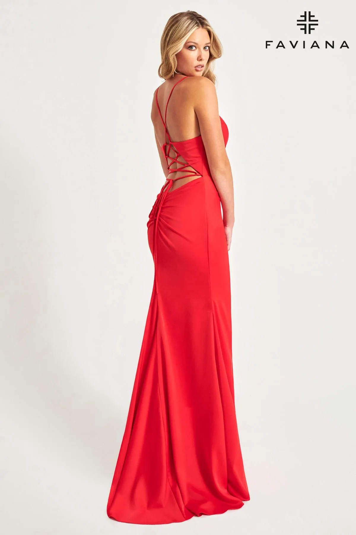 Faviana 11068 Long Formal Pleated Prom Dress