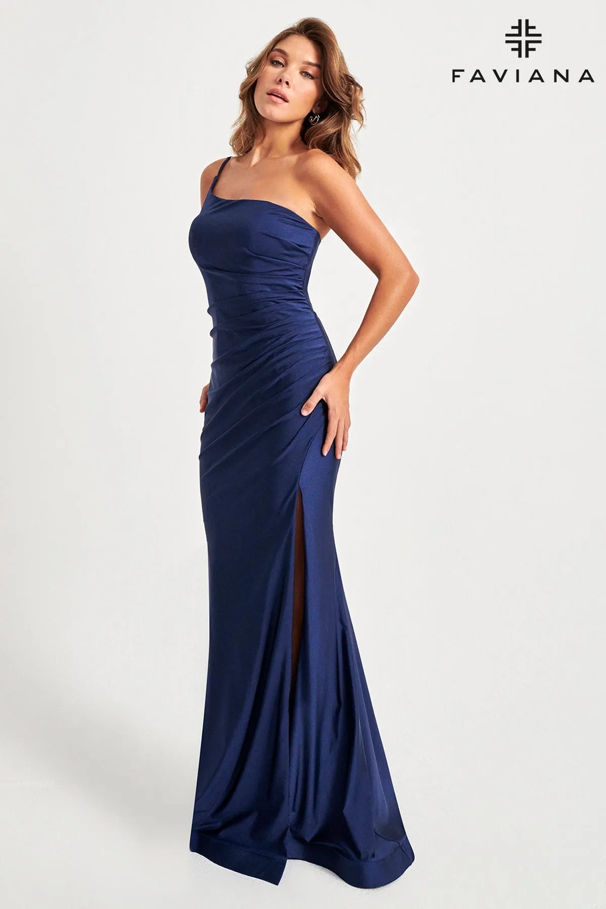 Faviana 11071 Long Formal Fitted Slit Evening Prom Dress