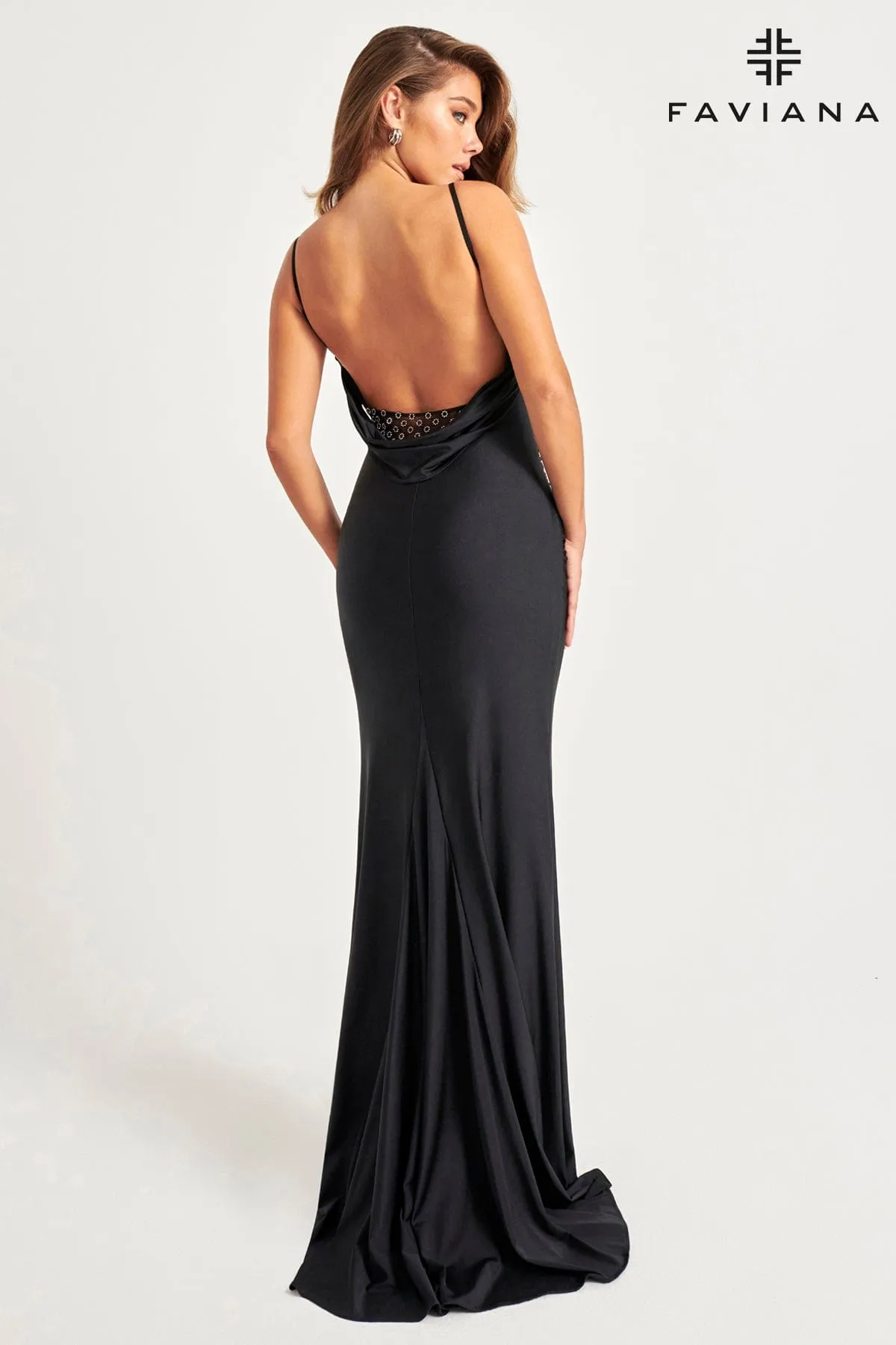 Faviana 11072 Long Ruched Prom Formal Dress