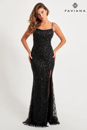 Faviana 11075 Formal Long Beaded Prom Dress