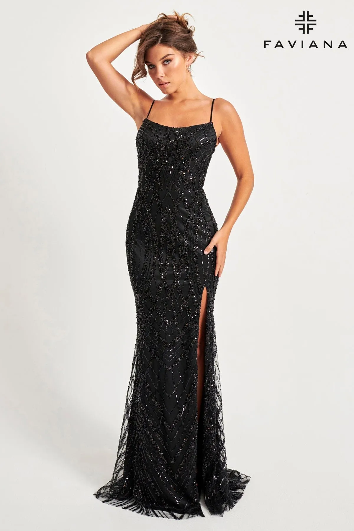 Faviana 11075 Formal Long Beaded Prom Dress