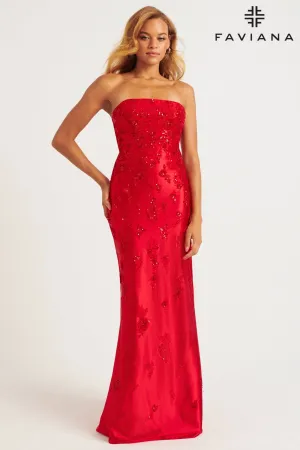 Faviana 11228 Long Fitted Formal Applique Prom Dress