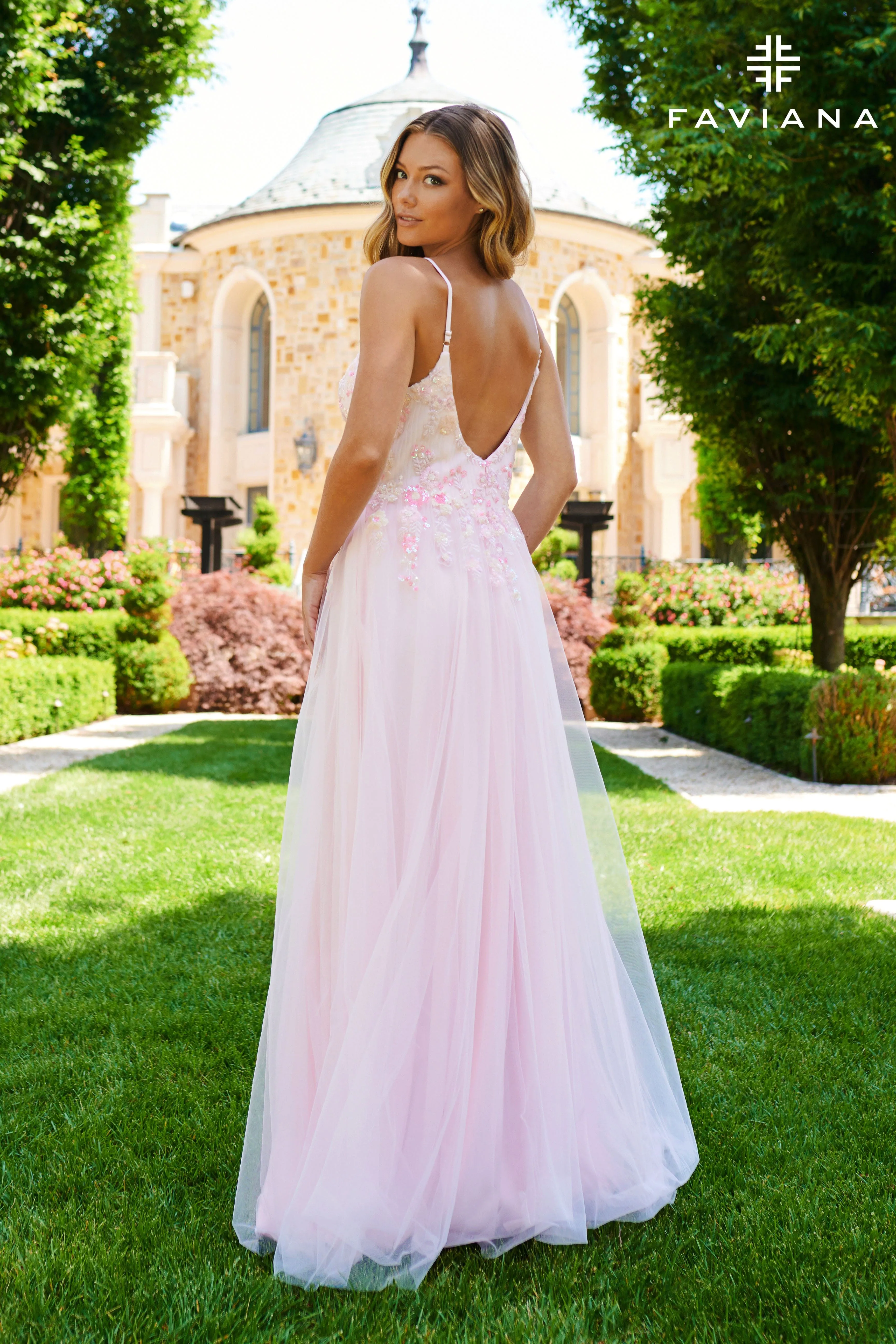 Faviana 11232 Beaded A Line Long Formal Prom Dress