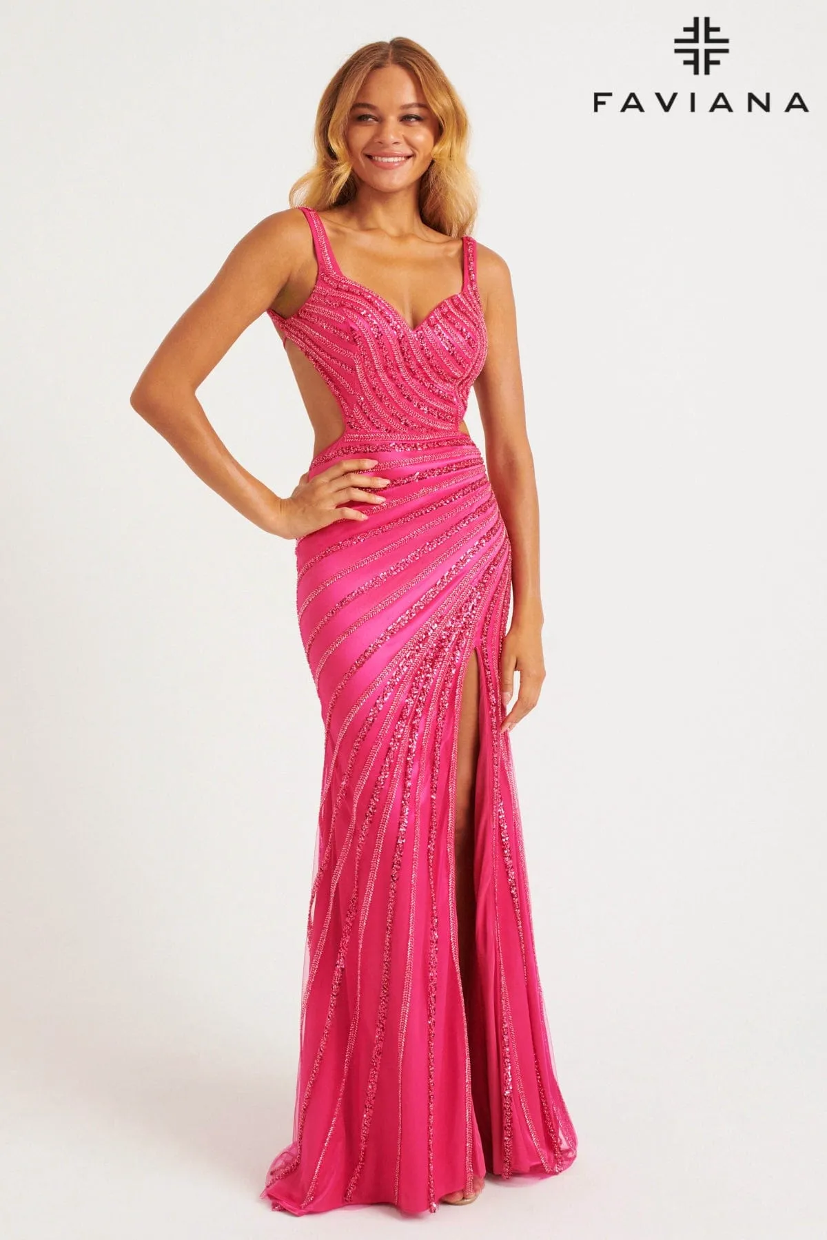 Faviana 11243 Prom Beaded Long Formal Dress