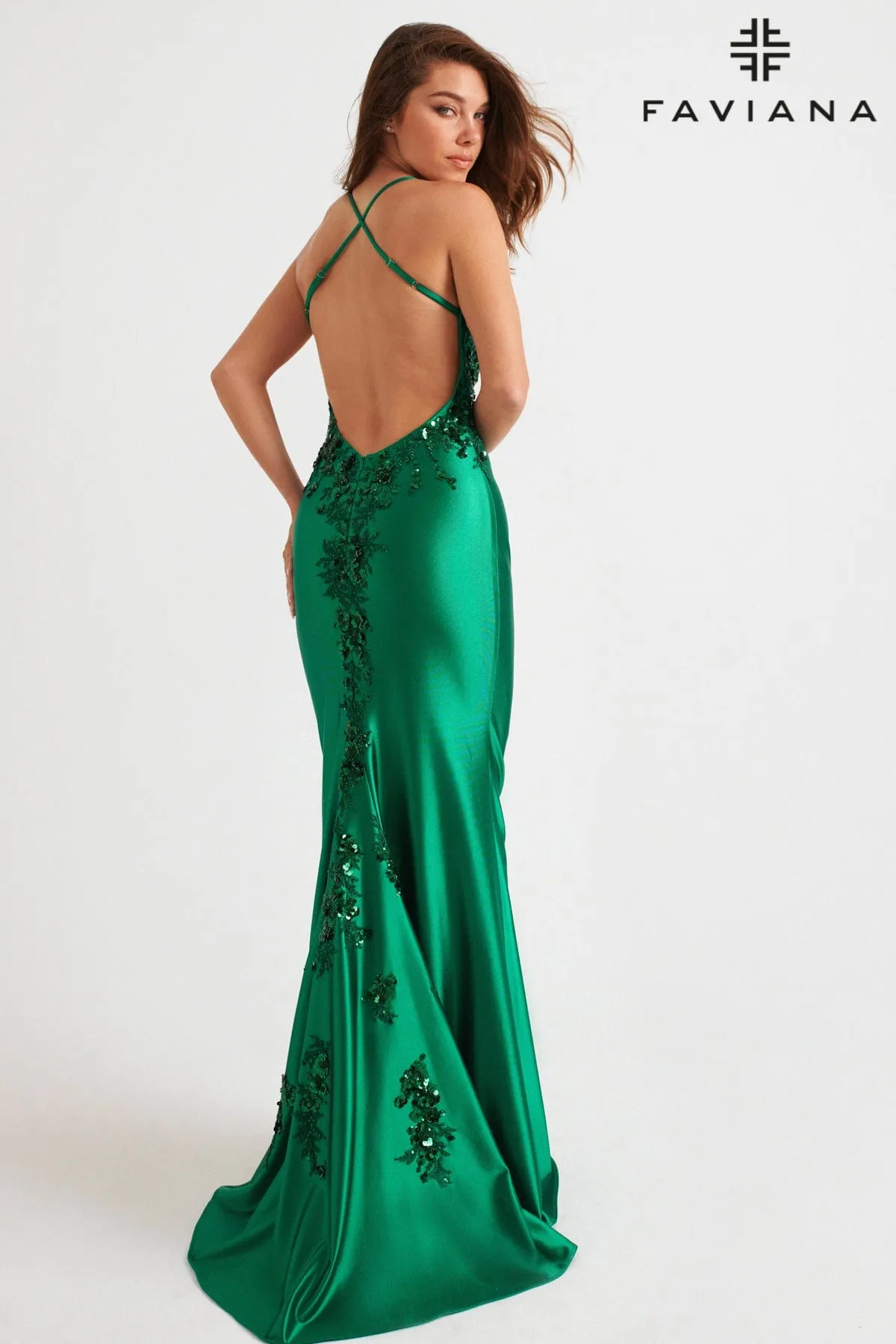 Faviana 11247 Long Formal Beaded Prom Evening Dress