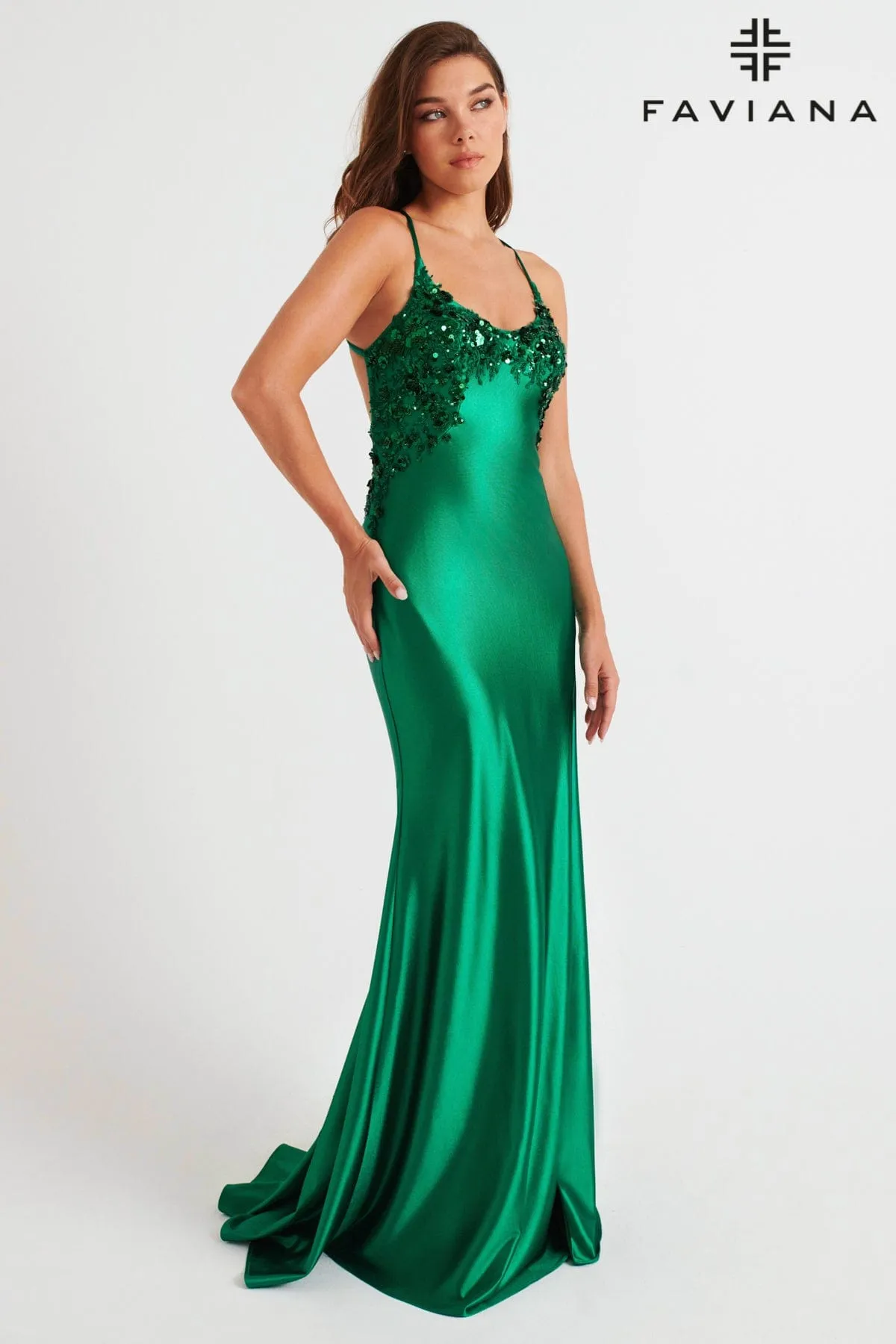 Faviana 11247 Long Formal Beaded Prom Evening Dress