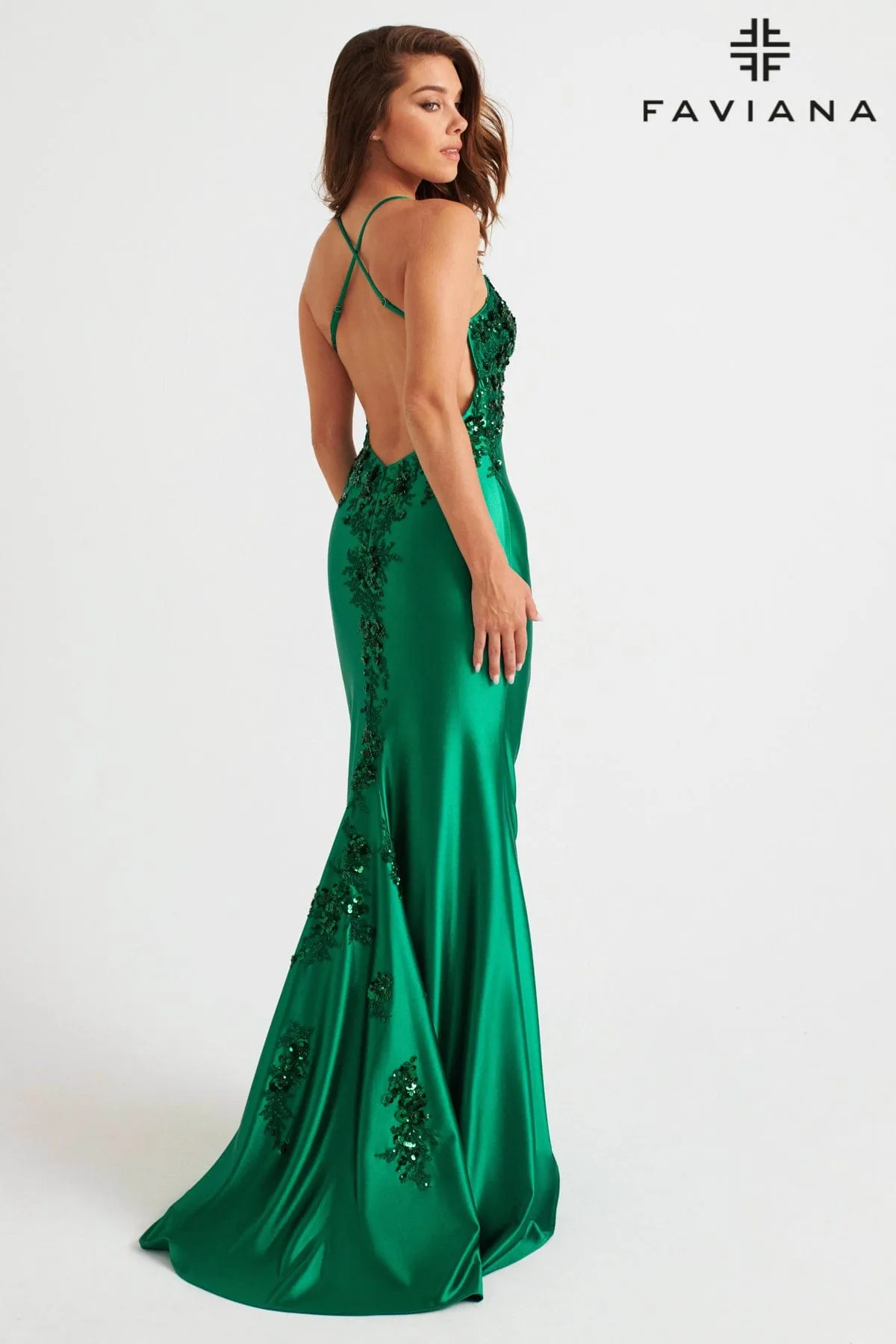 Faviana 11247 Long Formal Beaded Prom Evening Dress