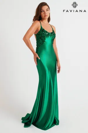 Faviana 11247 Long Formal Beaded Prom Evening Dress