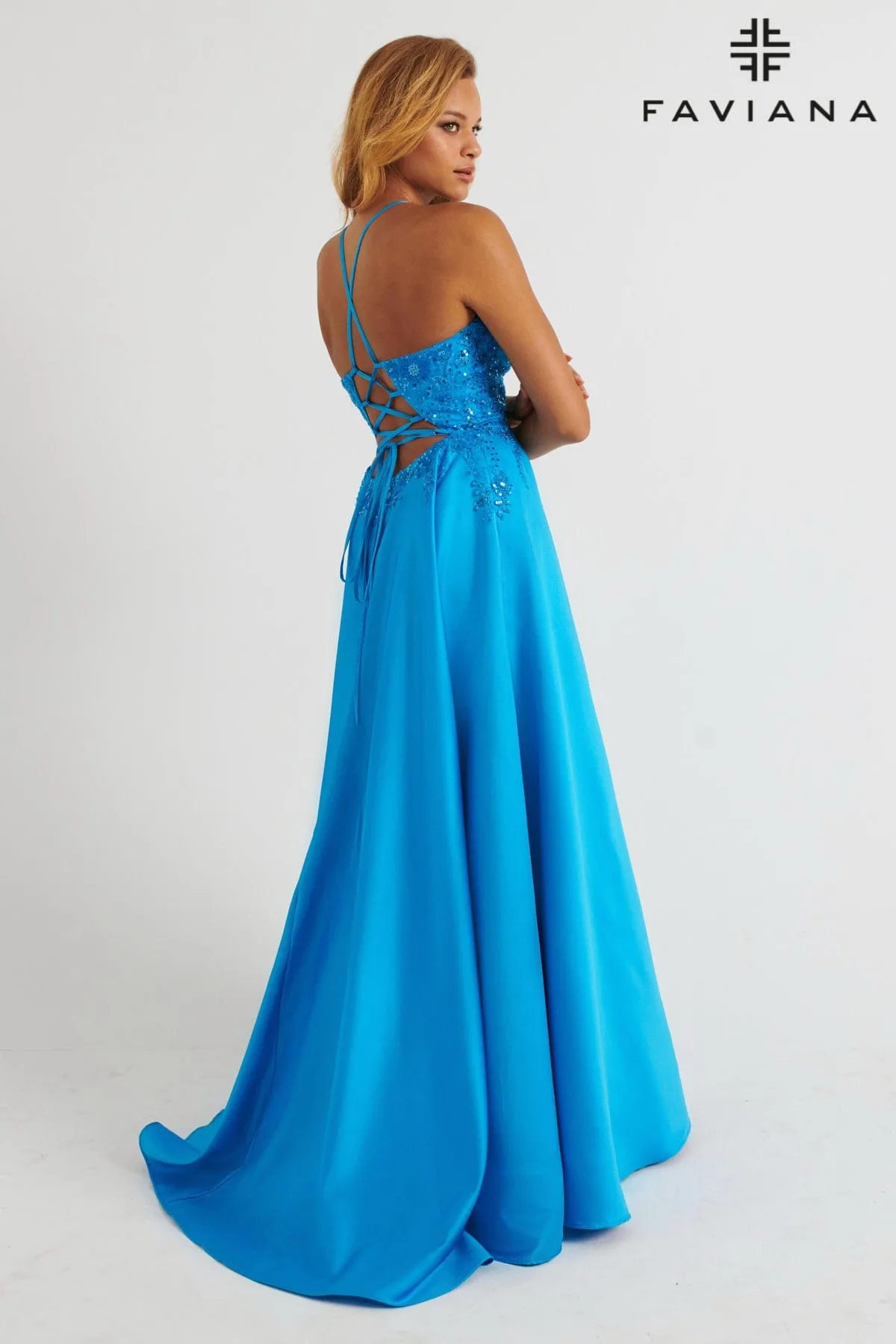 Faviana 11260 Beaded Long Ball Gown Lace Prom Dress