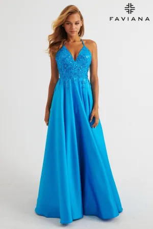 Faviana 11260 Beaded Long Ball Gown Lace Prom Dress