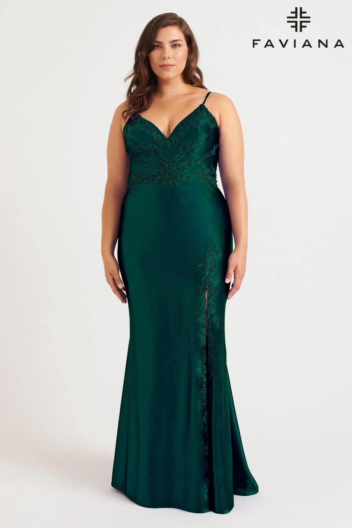 Faviana 9562 Long Prom Formal Beaded Plus Size Dress