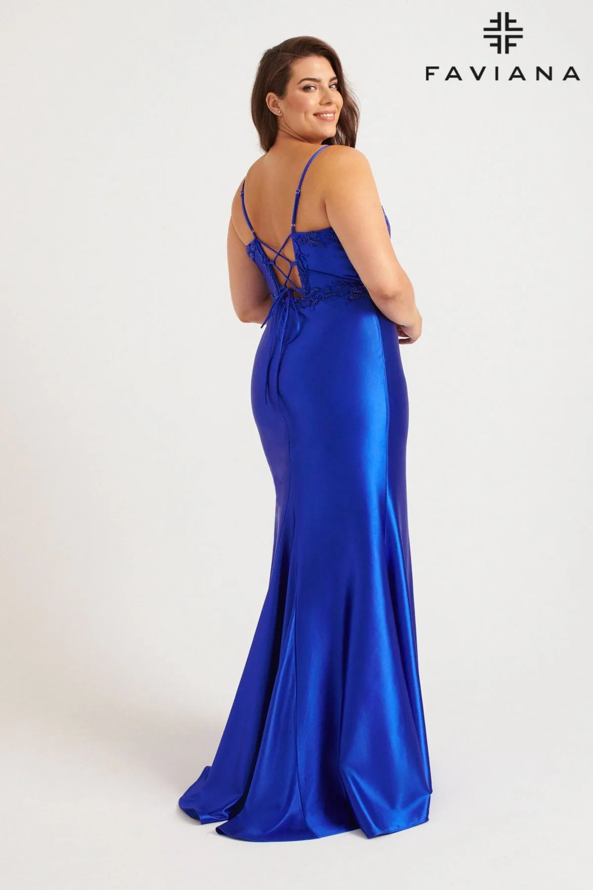 Faviana 9562 Long Prom Formal Beaded Plus Size Dress
