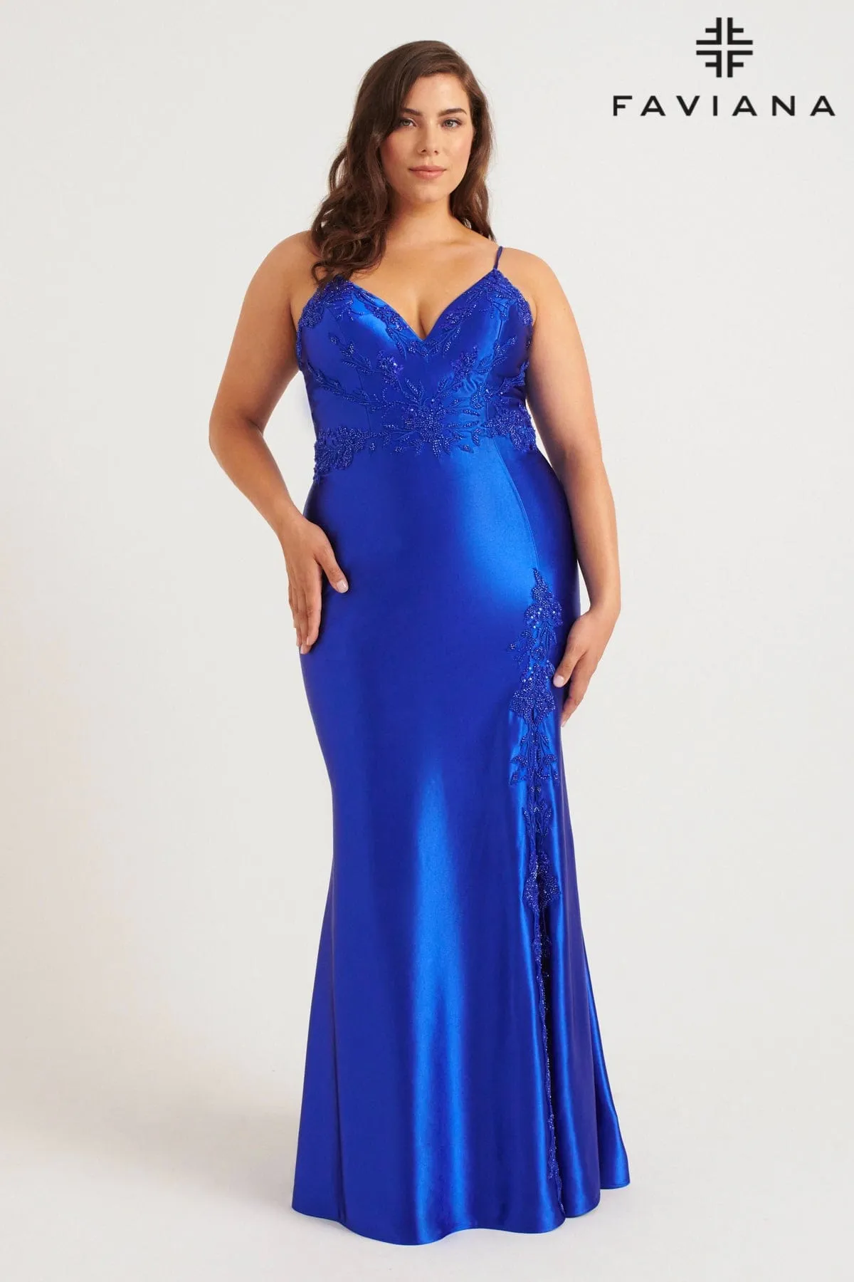 Faviana 9562 Long Prom Formal Beaded Plus Size Dress