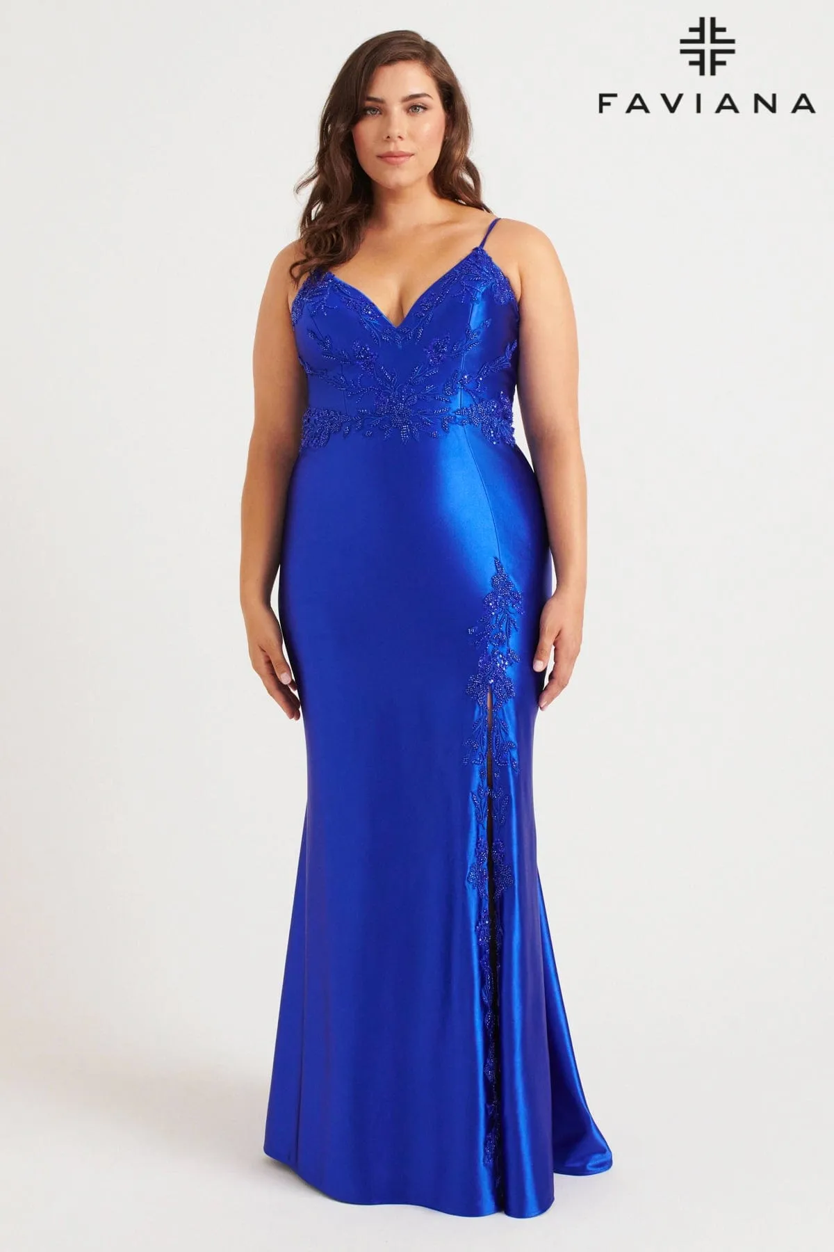 Faviana 9562 Long Prom Formal Beaded Plus Size Dress