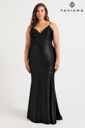 Faviana 9562 Long Prom Formal Beaded Plus Size Dress