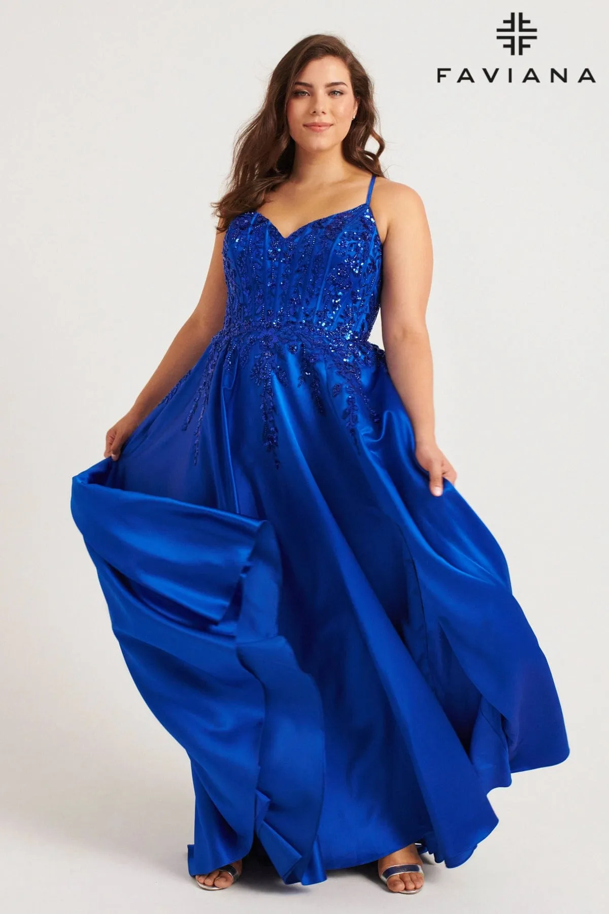 Faviana 9575 Plus Size Corset Long Formal A Line Prom Dress