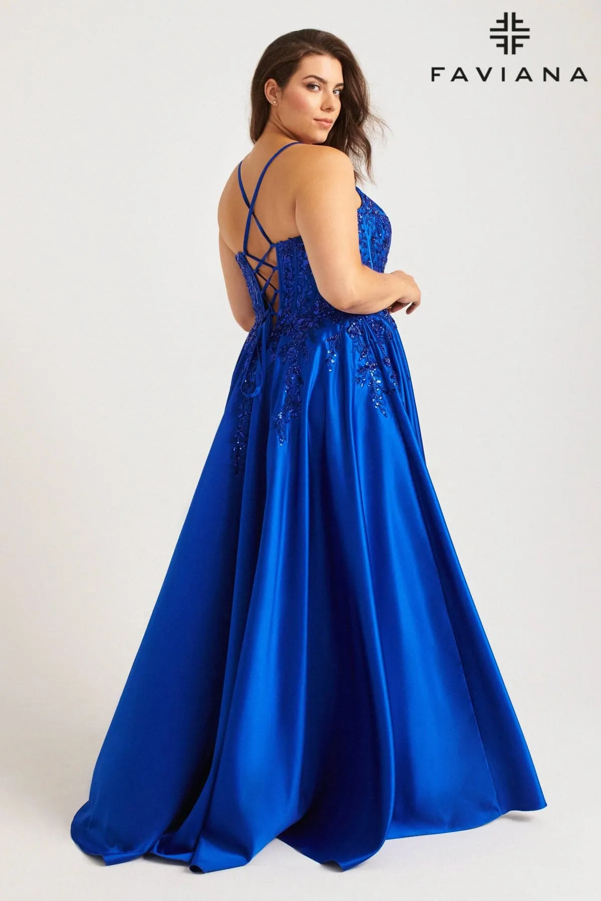 Faviana 9575 Plus Size Corset Long Formal A Line Prom Dress
