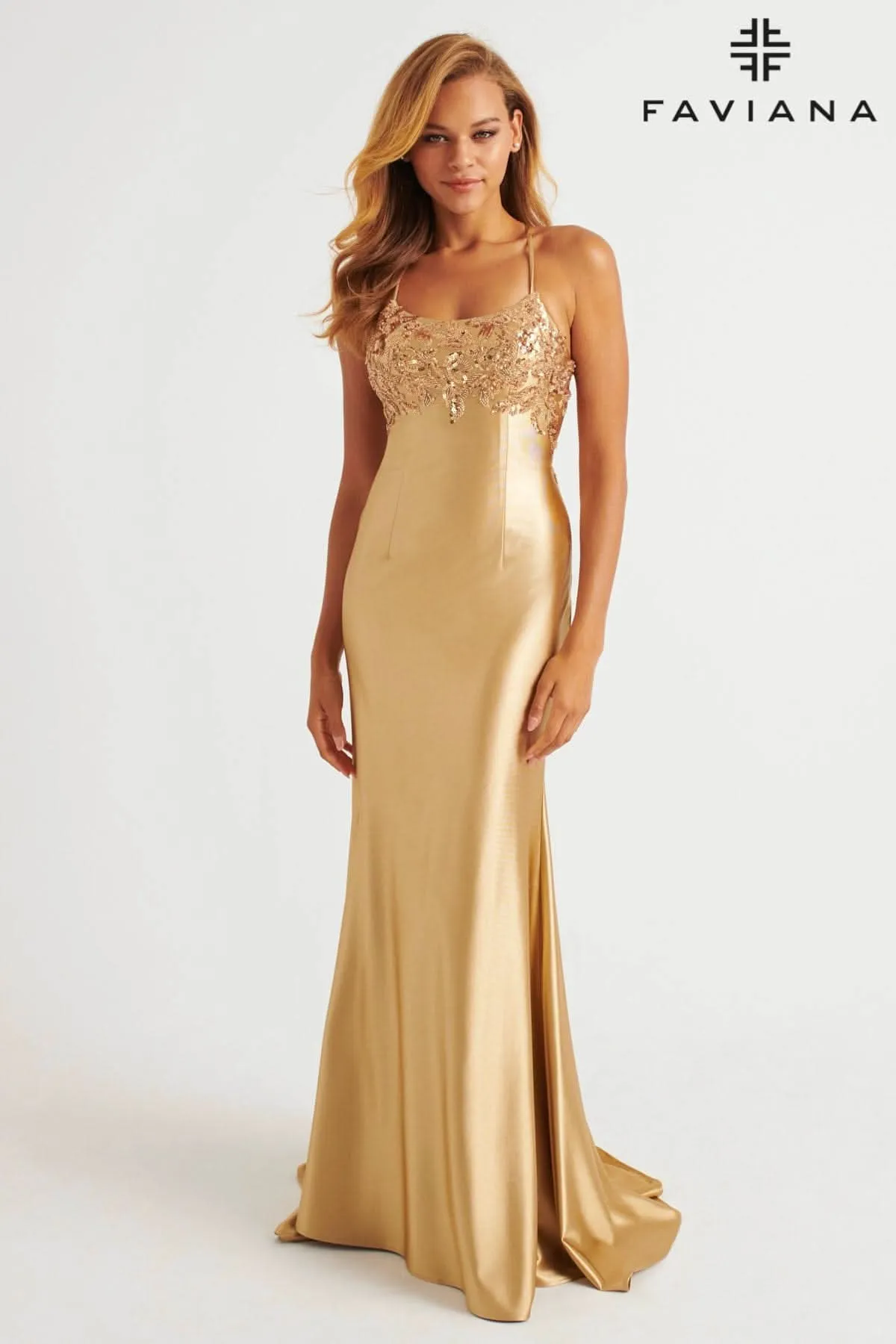 Faviana E11201 Fitted Long Formal Prom Dress