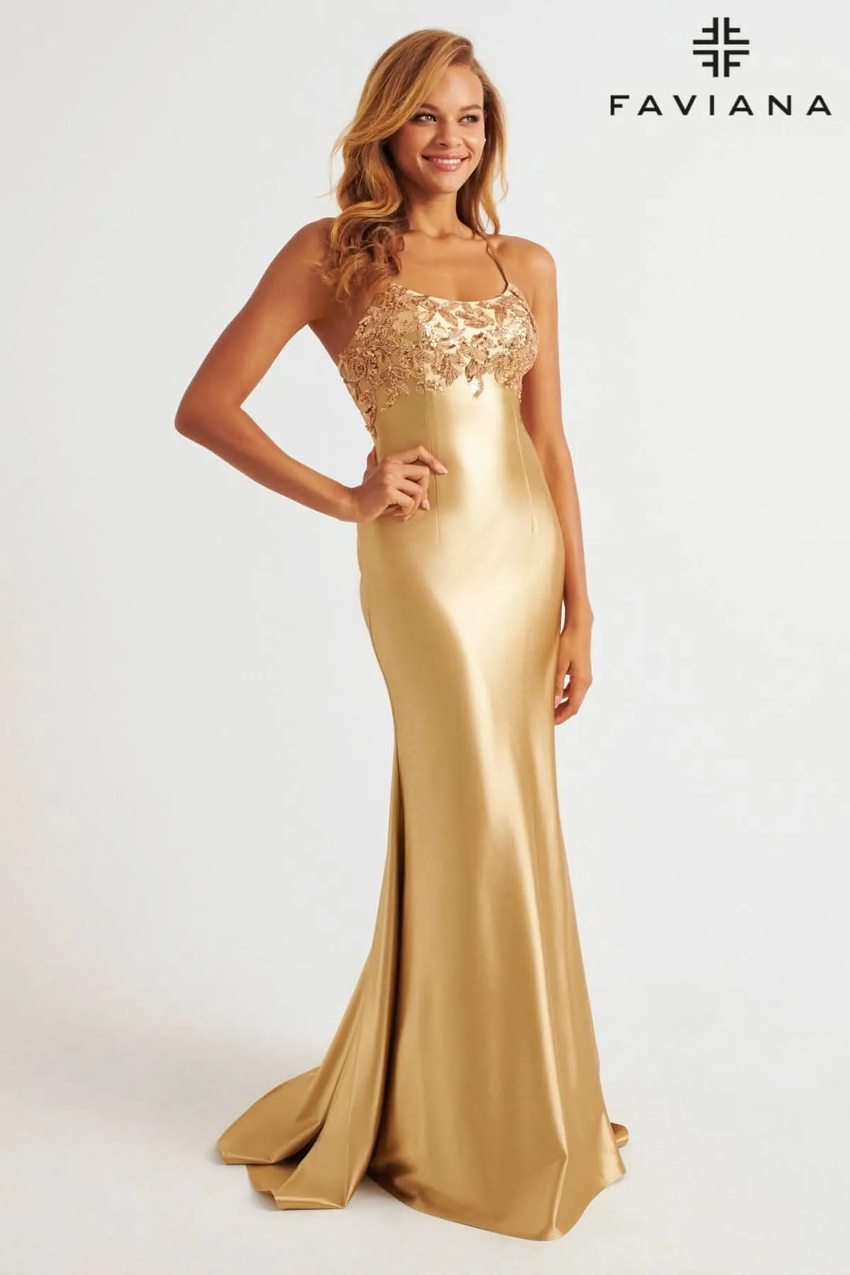 Faviana E11201 Fitted Long Formal Prom Dress
