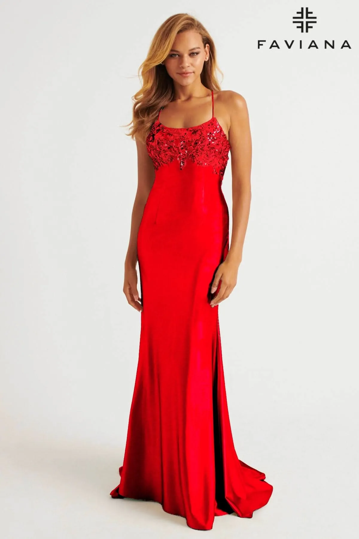 Faviana E11201 Fitted Long Formal Prom Dress