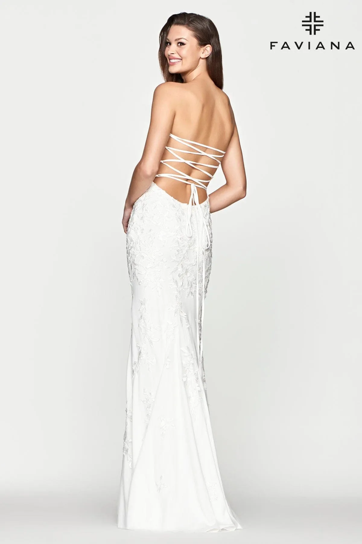 Faviana S10507 Long Simple Fitted  Lace Wedding Dress