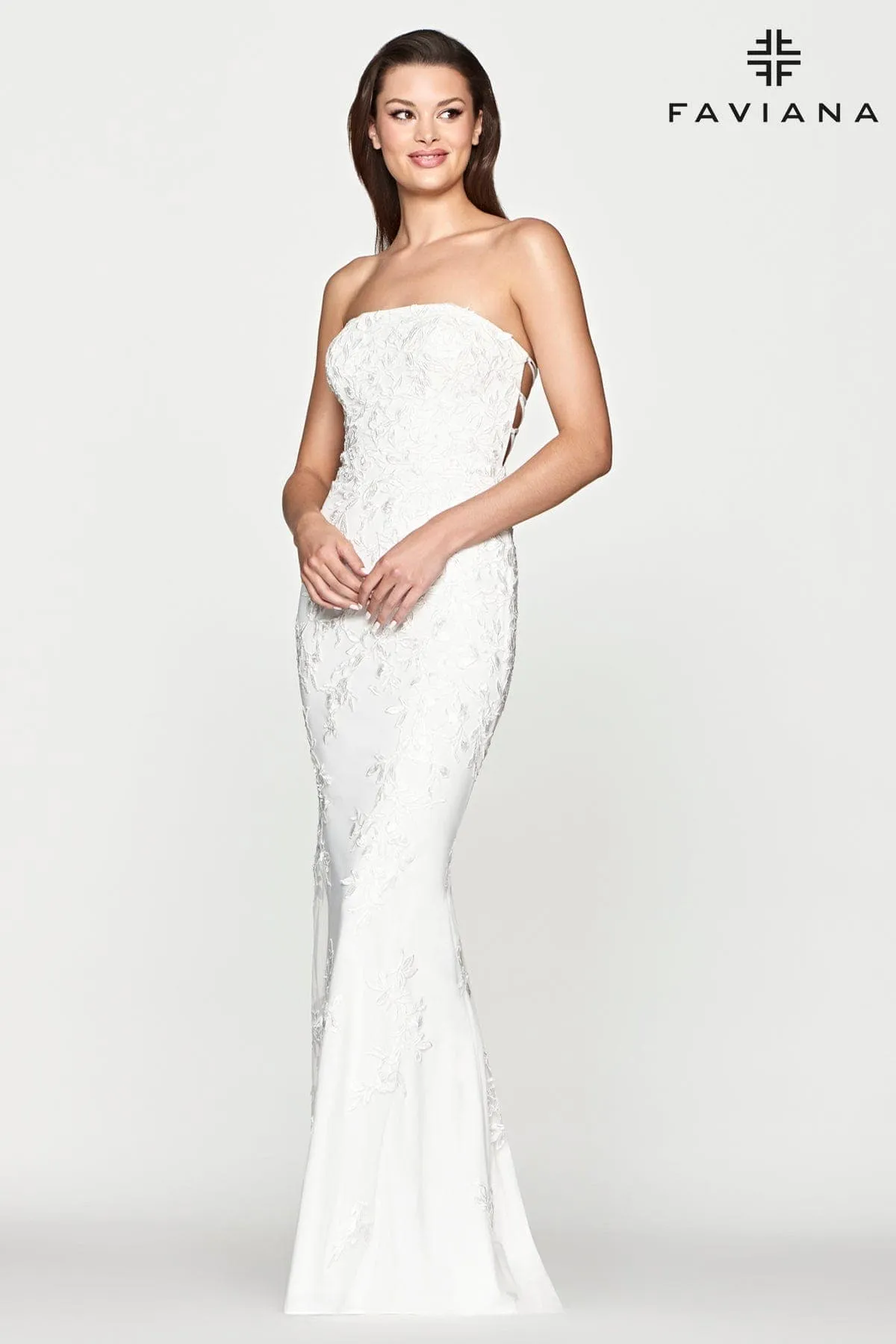 Faviana S10507 Long Simple Fitted  Lace Wedding Dress