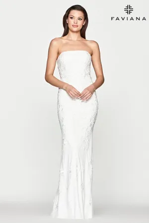 Faviana S10507 Long Simple Fitted  Lace Wedding Dress