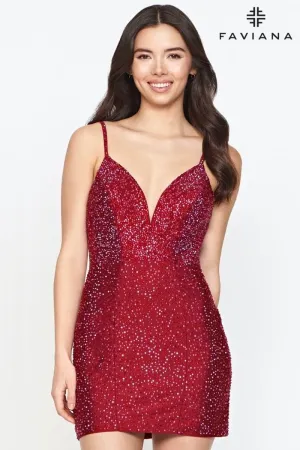Faviana S10600 Short Homecoming Fitted Cocktail Beaded Dress