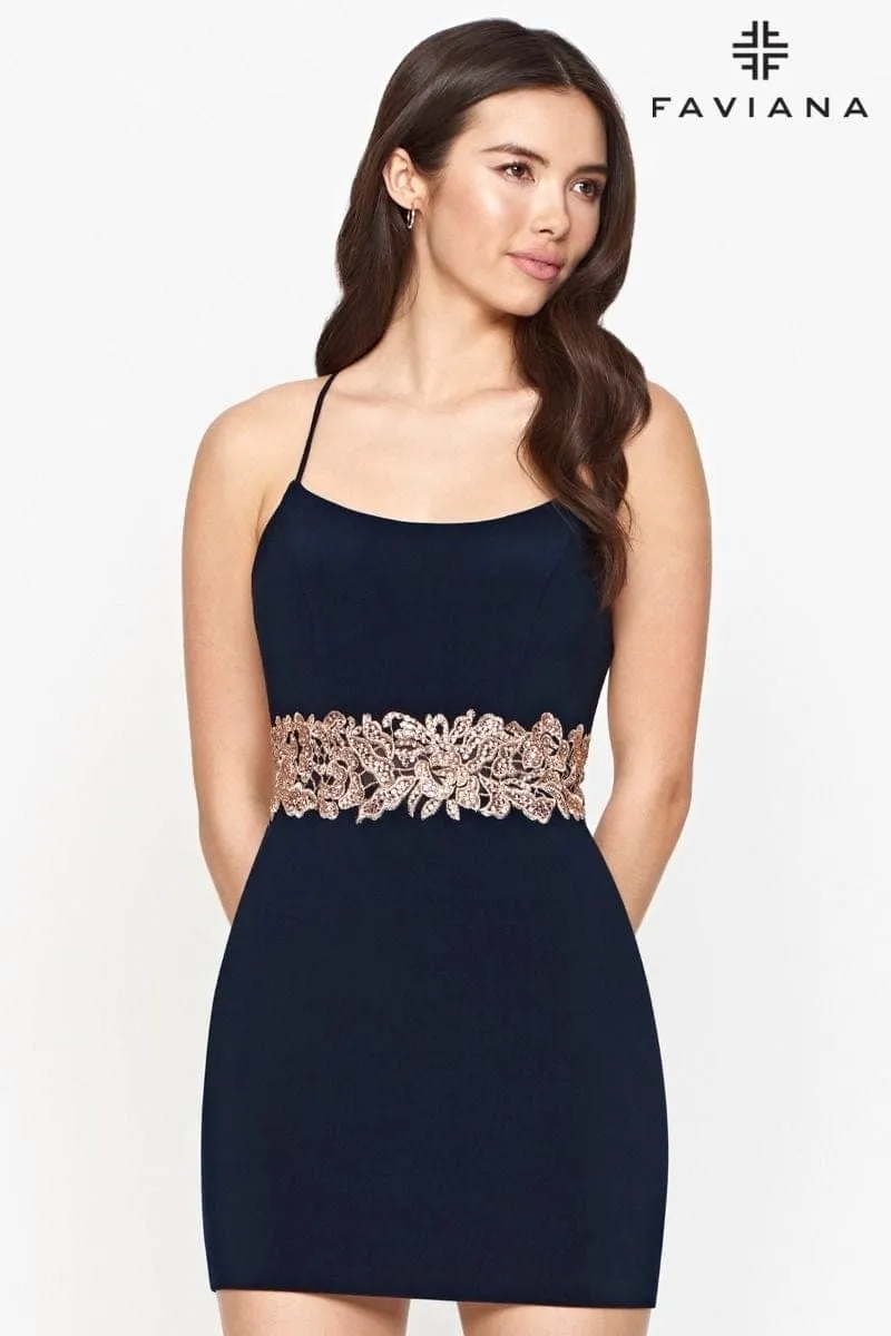 Faviana S10611 Short Fitted Cocktail Mini Dress