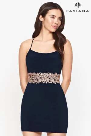 Faviana S10611 Short Fitted Cocktail Mini Dress