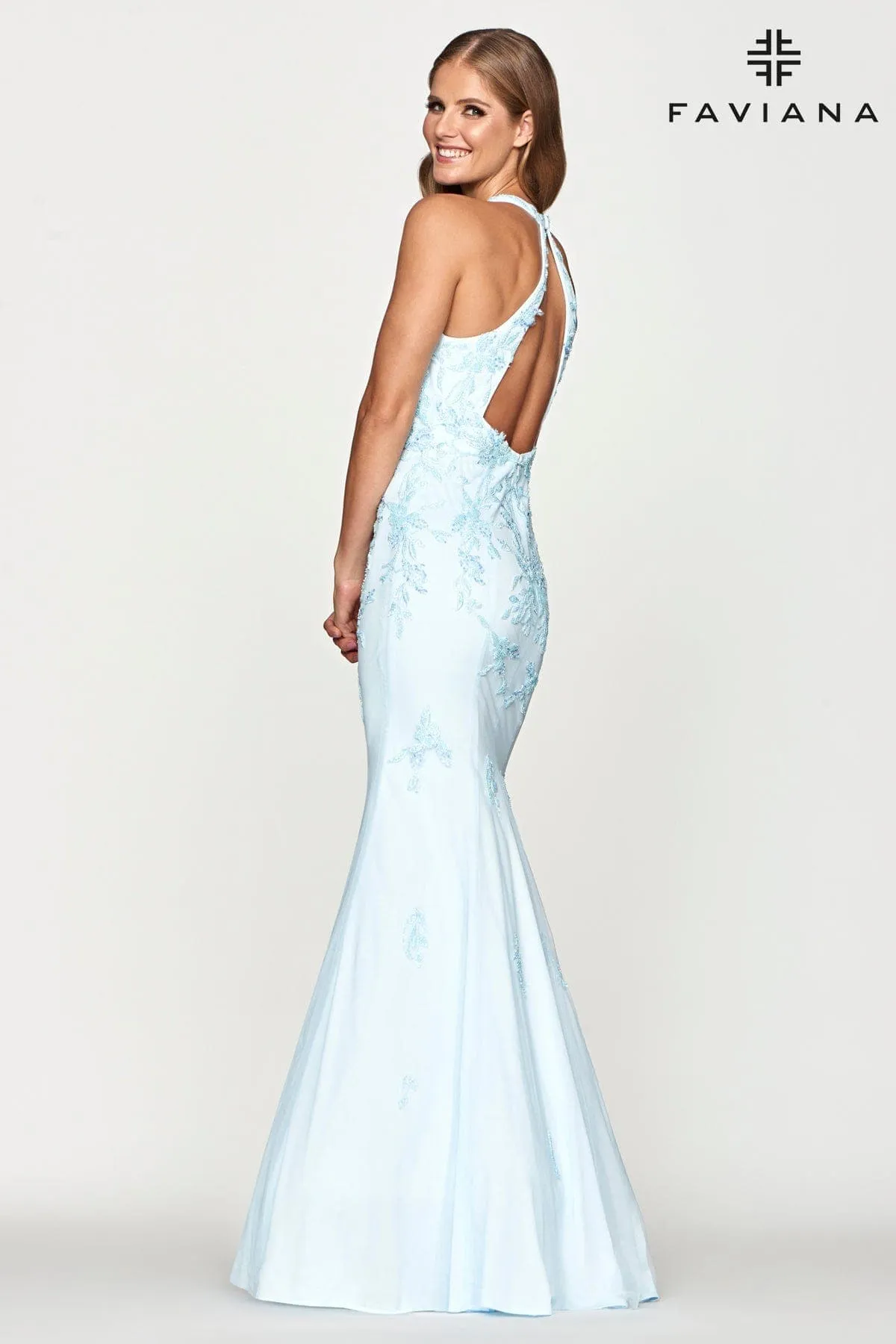 Faviana S10635 Long Beaded Formal Mermaid Prom Dress