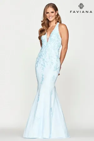 Faviana S10635 Long Beaded Formal Mermaid Prom Dress