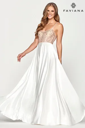 Faviana S10649 Prom Long Formal Beaded A Line Corset Dress