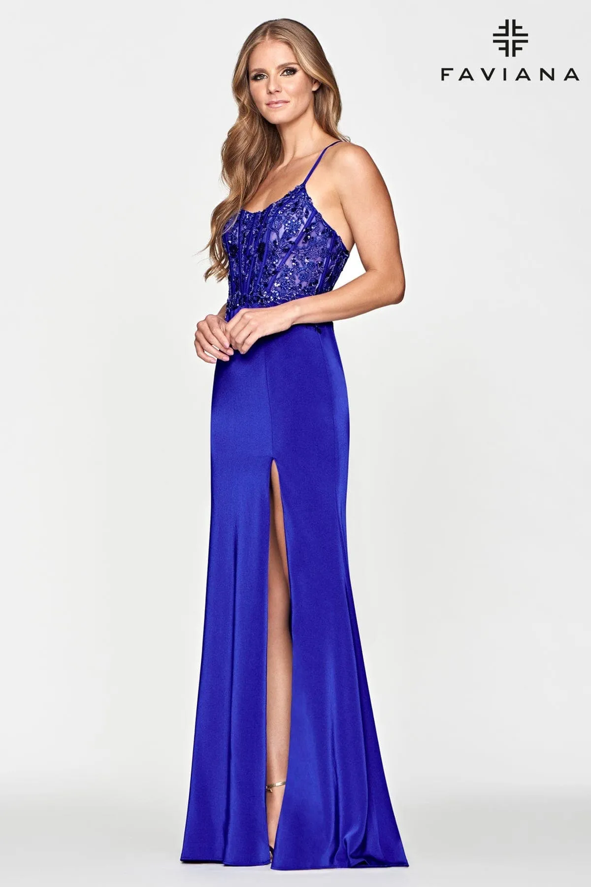 Faviana S10658 Prom Fitted Long Formal Corset Dress