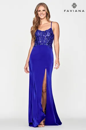 Faviana S10658 Prom Fitted Long Formal Corset Dress