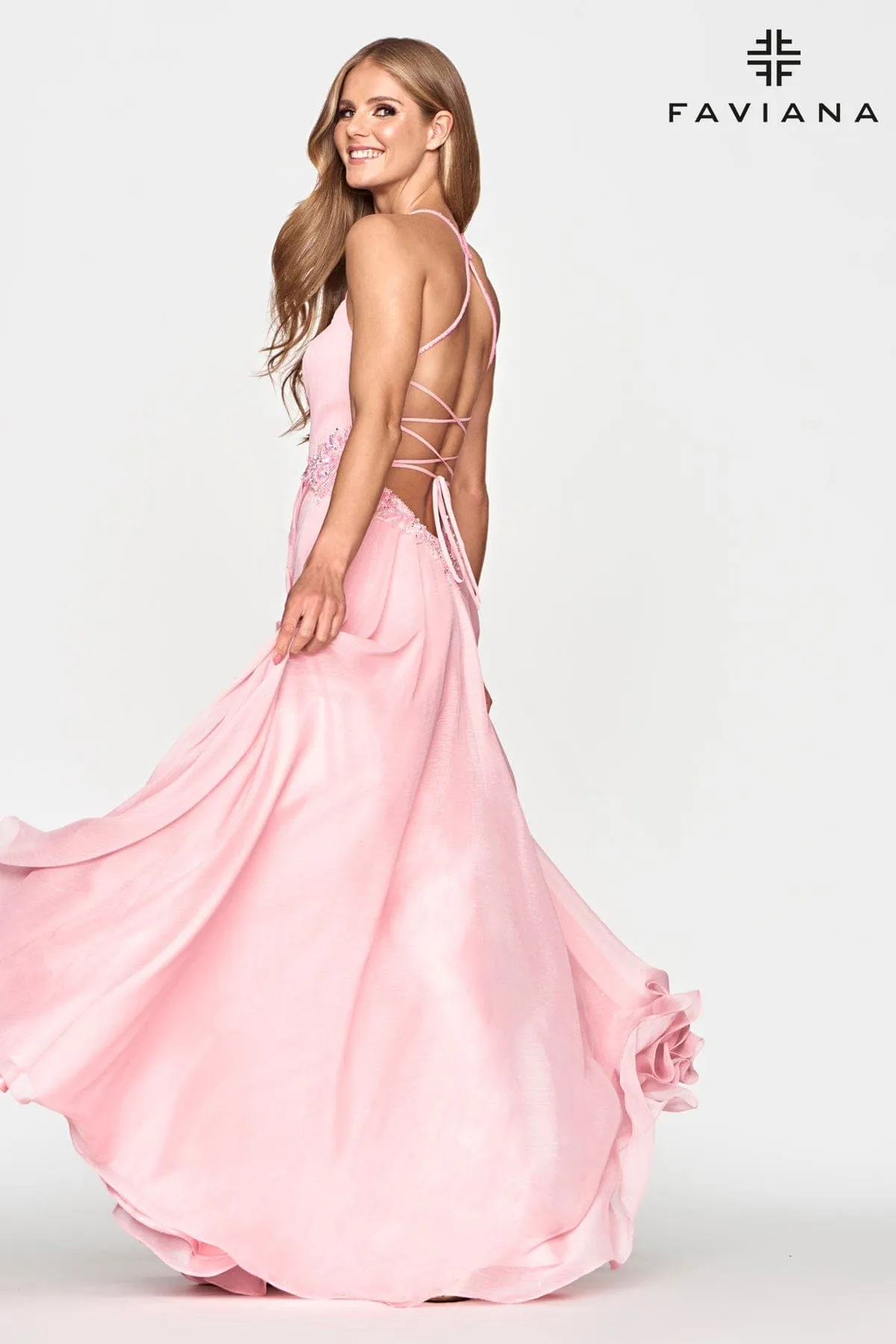 Faviana S10688 Glitter Long Formal A Line Prom Dress