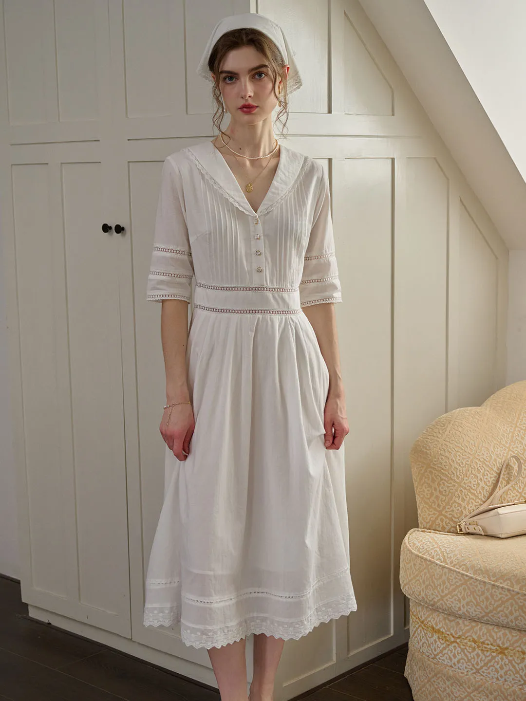 Fiona 100% Cotton Emerald Green Midi Dress
