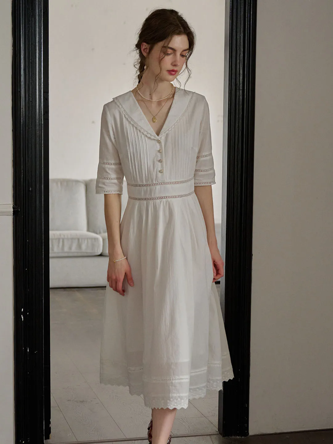 Fiona 100% Cotton Emerald Green Midi Dress