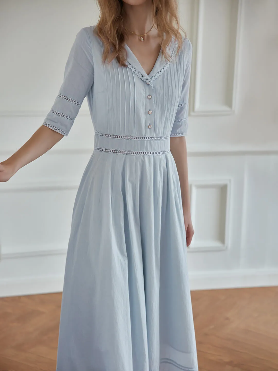 Fiona 100% Cotton Emerald Green Midi Dress