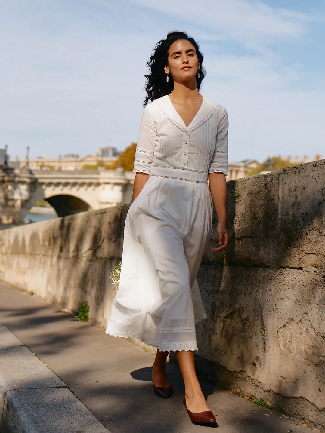 Fiona 100% Cotton Emerald Green Midi Dress