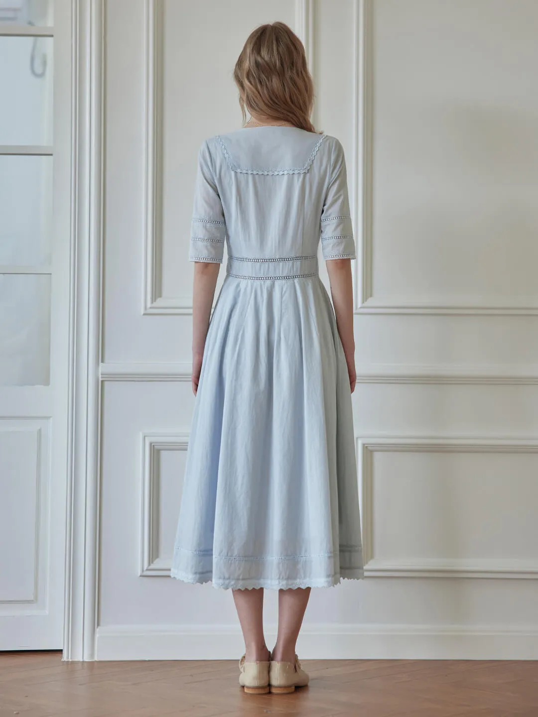 Fiona 100% Cotton Emerald Green Midi Dress