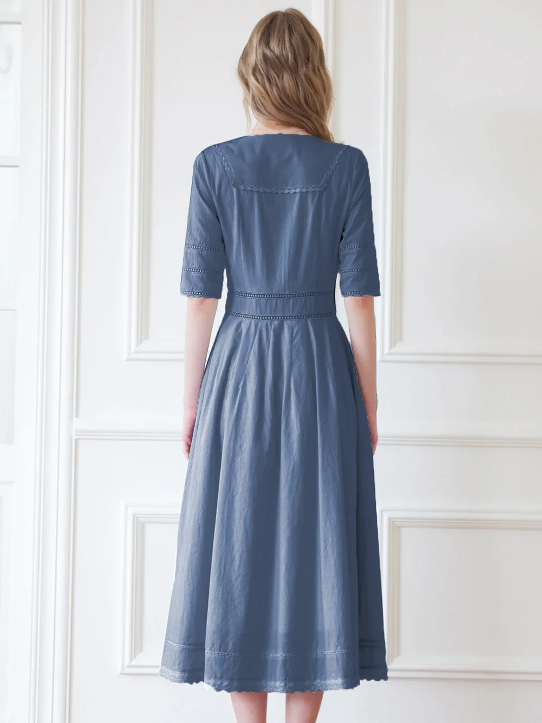 Fiona 100% Cotton Emerald Green Midi Dress
