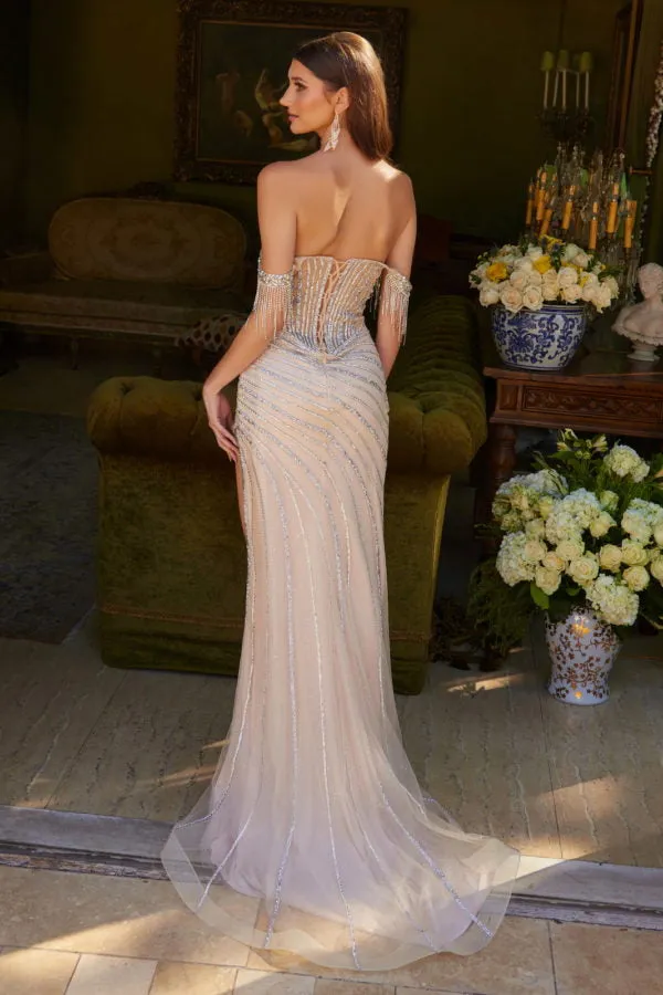 Fitted Long Formal Glitter Sequin Prom Dress