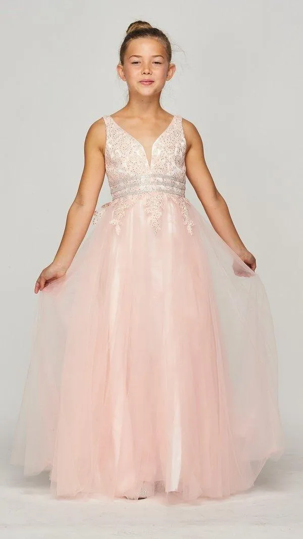 Floor Length Sleeveless Flower Girl Dress