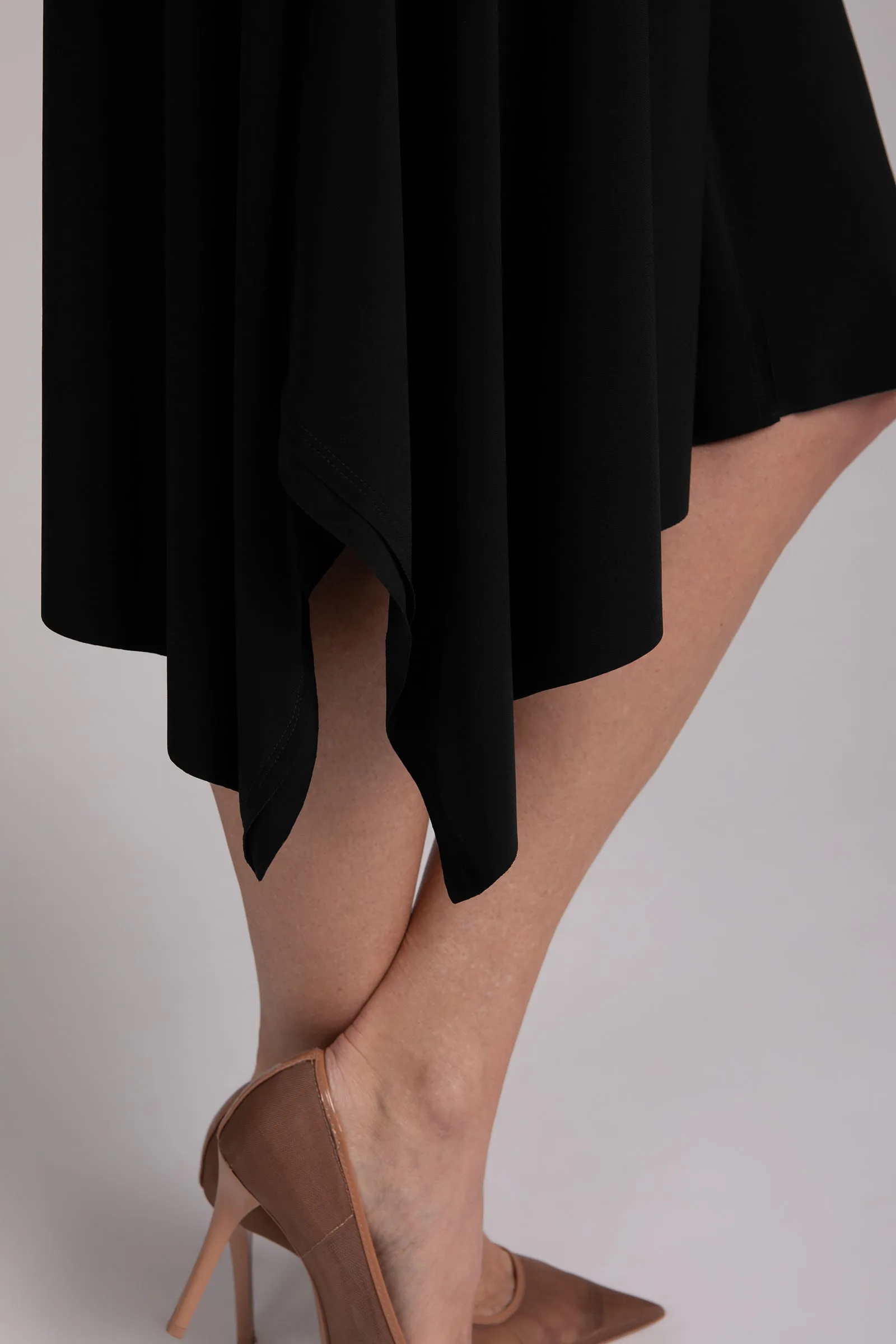 Flounce Funnel Neck Dress | Black